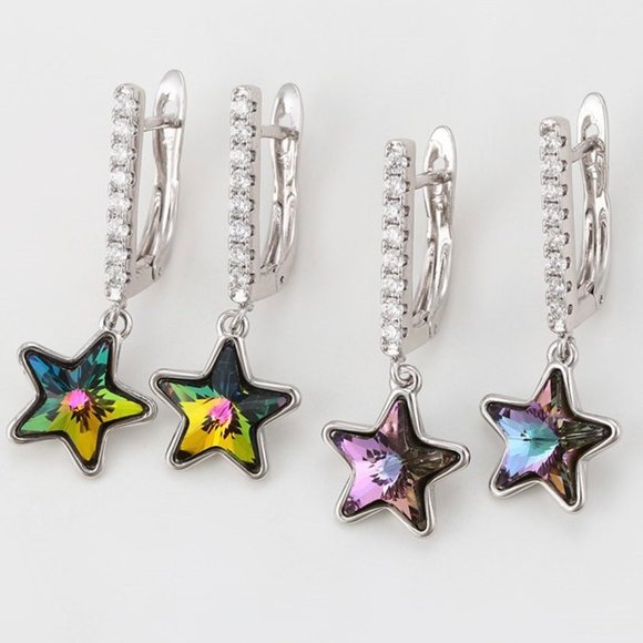 Star Swarovski Drop Earrings - Picture 8 of 13